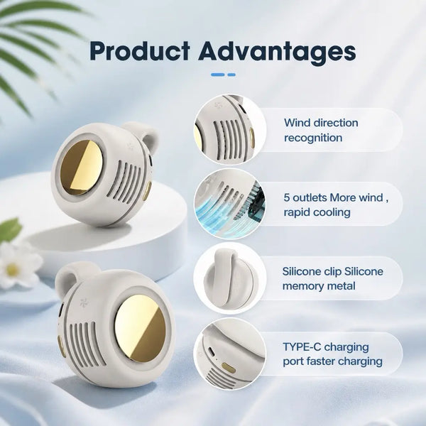 Portable Silent Mini Bladeless Electric Fan,Adjustable 3-Speed Suspended Waist Fans,Phone Cooling Fan,Personal Fan,Rotating Bodyfan Suitable for Outdoor Travel,Fathersdaygift,Rechargeable Personal Fan,Handheld Turbo Fan,Perfect Gift